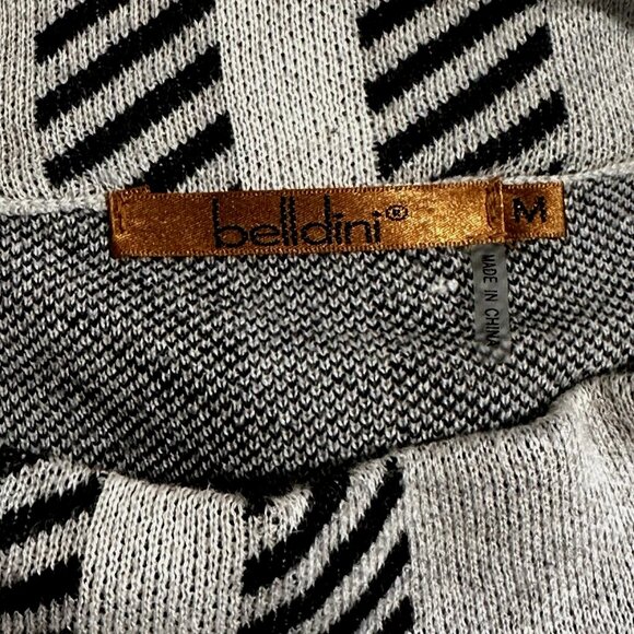 Belldini Plaid Mock Neck Sweater M Gray Black White 3/4 Sleeve Quiet Luxury Knit - Picture 5 of 7